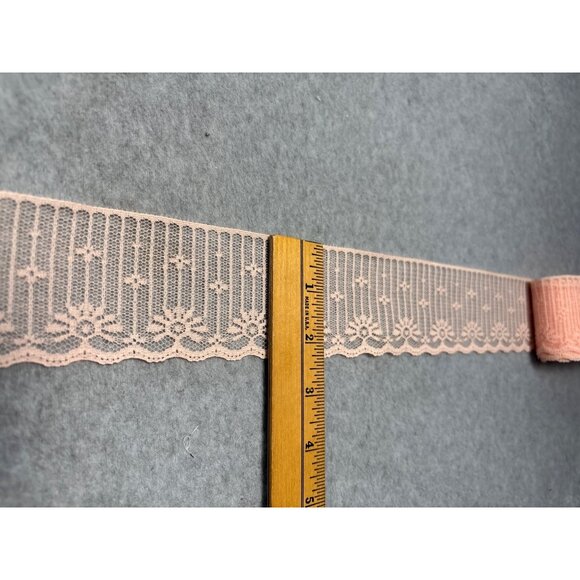 Vintage Pink Lace Trim 5 Yards 8" Long 2.5" Wide Floral Pattern Sewing Craft Sup - Picture 2 of 5